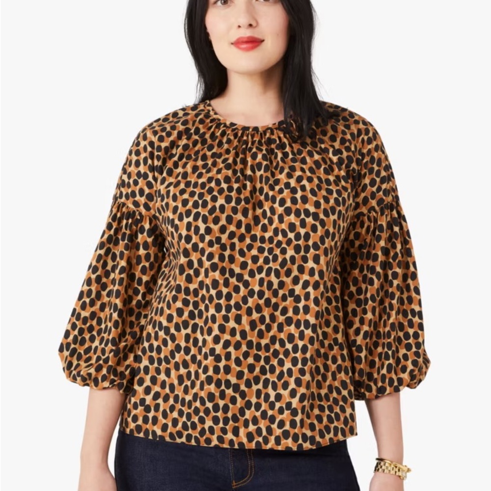 Kate Spade Leopard Print Blouse Size L